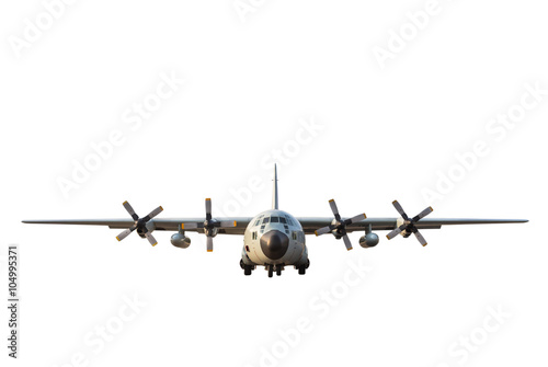 military transport aircraft on white  background photo