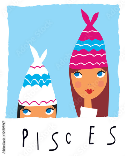 Pisces girl, vector illustration