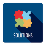 SOLUTIONS Flat Style Vector Web Button with JIGSAW pieces