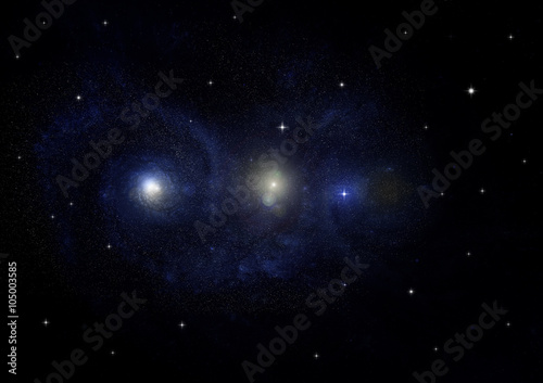 Stars, dust and gas nebula in a far galaxy © marusja2