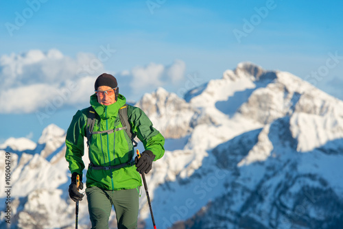 Mountaineer with winter setting.
