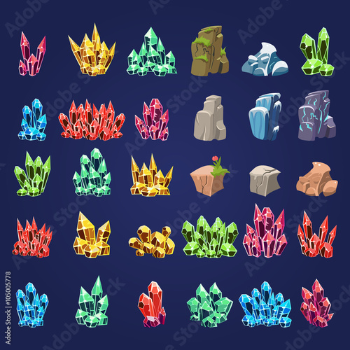 Cartoon Mineral Stones Set