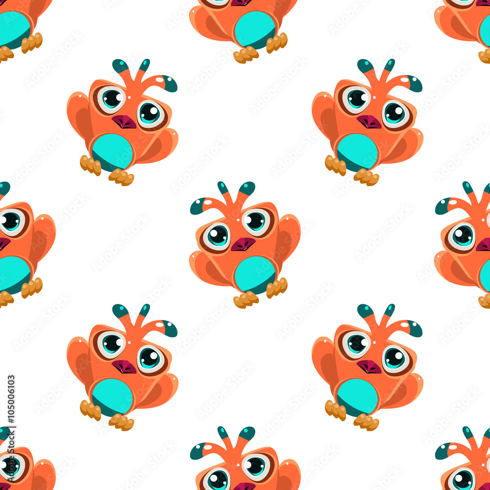 Cute Red Macaw Seamless Pattern