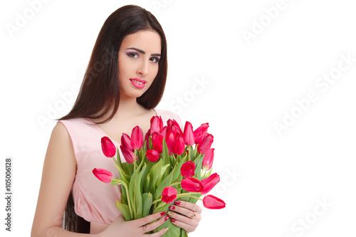 woman with tulip bouquet