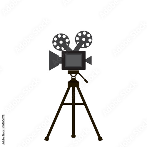 Movie camera in  flat style, gray color white background