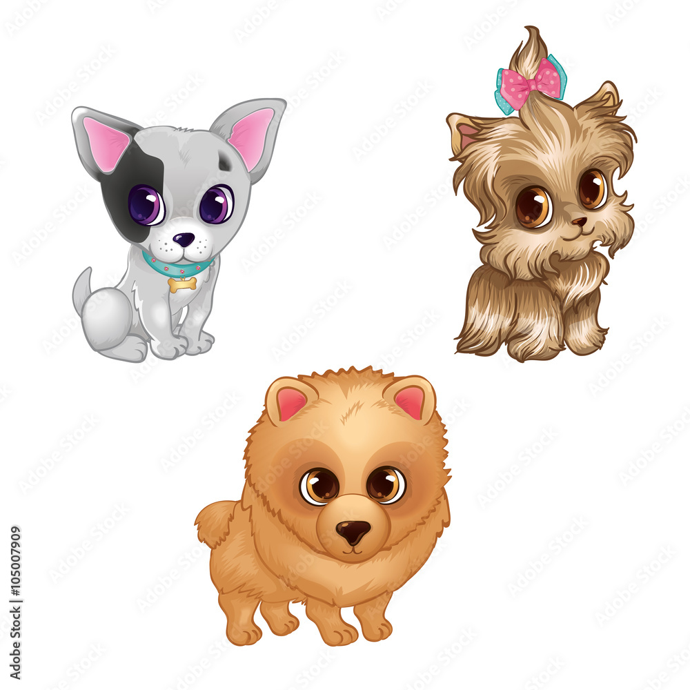 Fototapeta premium Set Of Cute Different Dogs