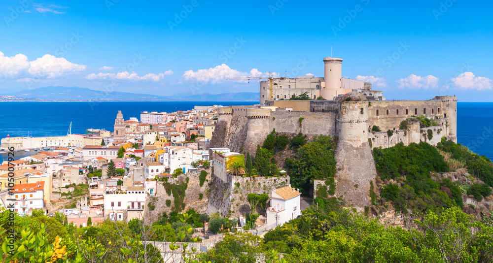 Landscape of old Gaeta with ancient castle