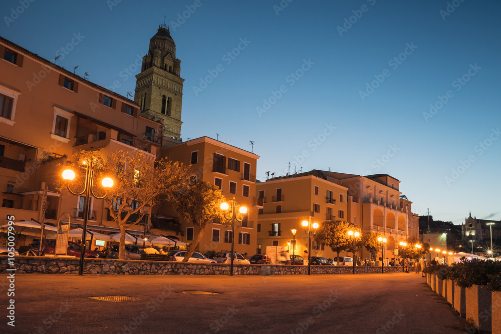 Cityscape of old Gaeta town with Bell tower