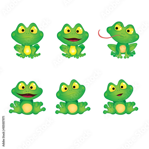 Set Green Emotional Frogs