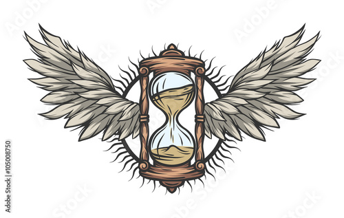 Hourglass and wings, Color version.
