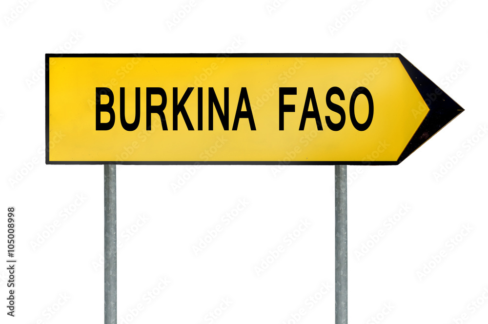 Yellow street concept sign Burkina Faso isolated on white Yellow street concept sign Burkina Faso isolated on white