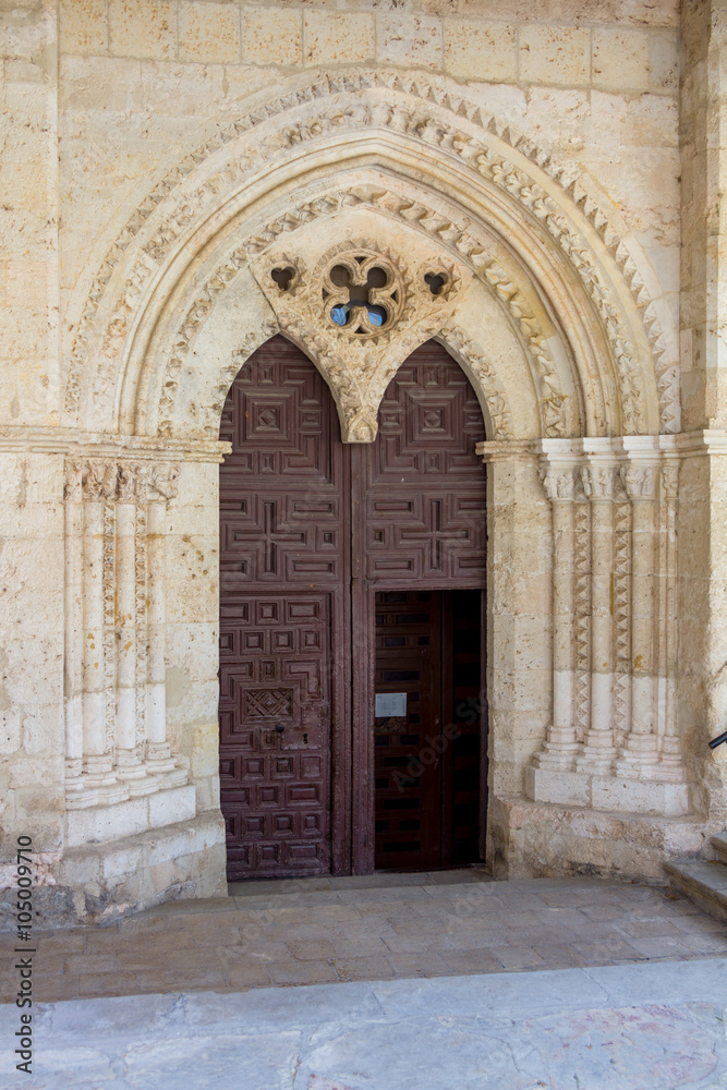 Old wooden door in a church