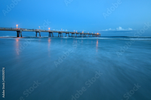 Long pier during twilight