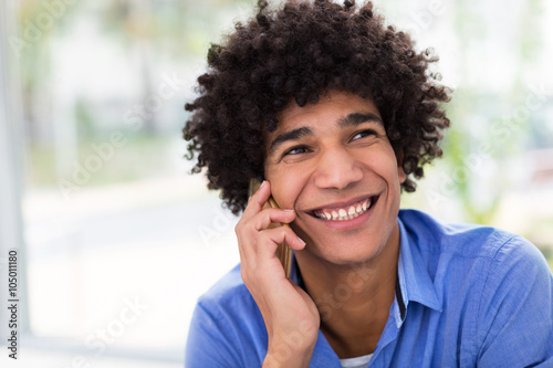 Afro american man with mobile phone