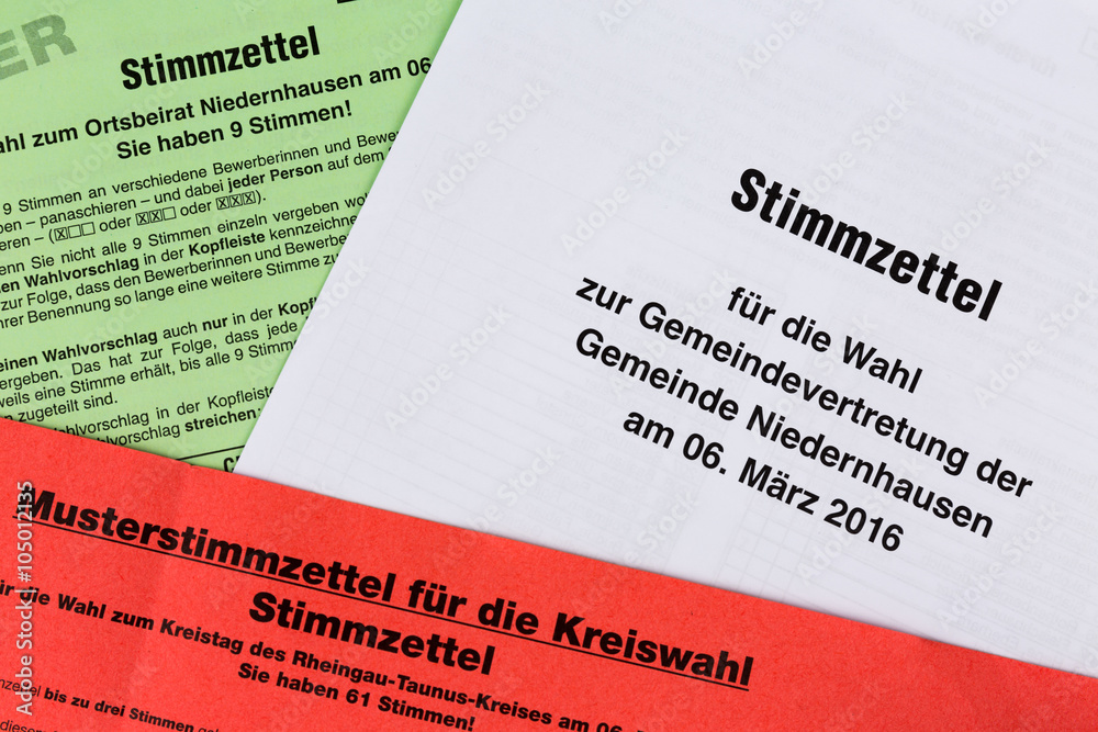 Obraz premium Stimmzettel zur Kommunalwahl Hessen 2016