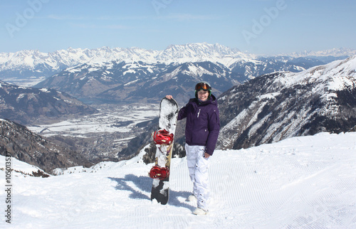Young woman on the Kaprun, skiing resort in Austria.