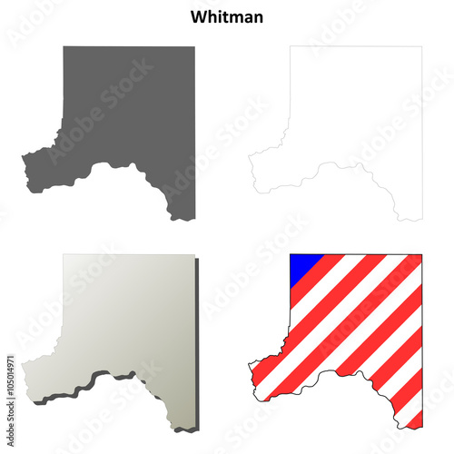 Whitman County, Washington outline map set photo
