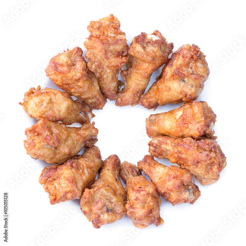 fried chicken on white background © comzeal