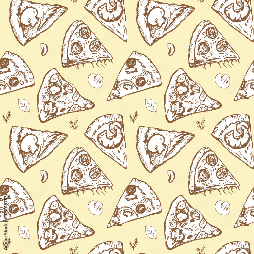 Seamless pattern with pizza slices Seamless pattern with pizza slices