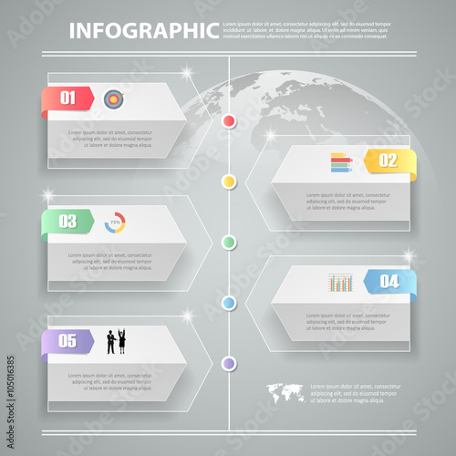 5 steps infographic template. can be used for workflow layout, diagram