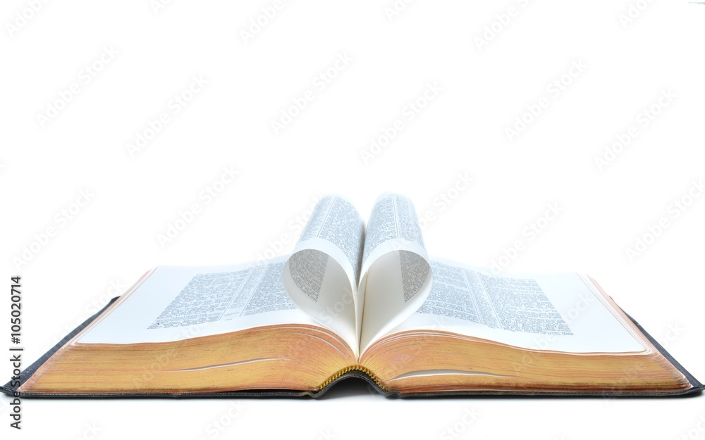 Full bible with heart forming from the open pages Full bible with heart forming from the open pages