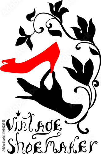 Vintage shoemaker silhouette vector illustration