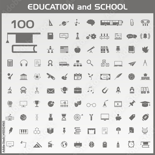 Conjunto de iconos de colegio y educación