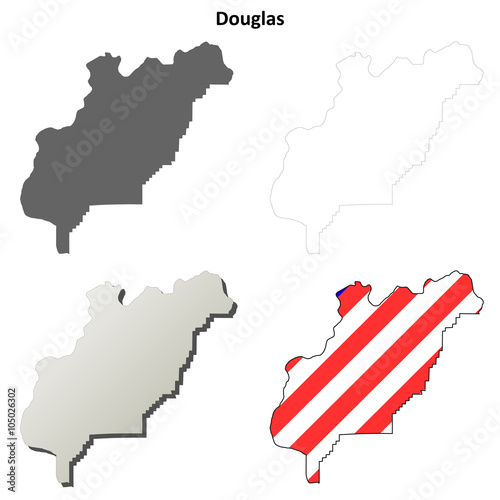 Douglas County, Washington outline map set