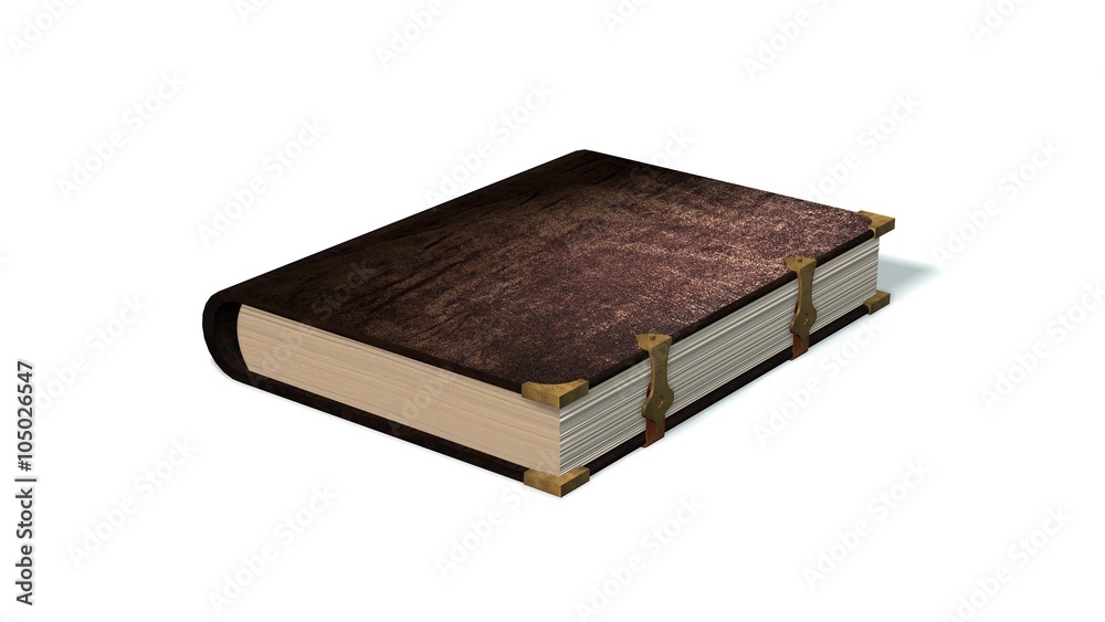 old leather book with metal claps isolated on white old leather book with metal claps isolated on white