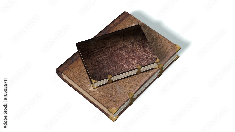 two old leather book with metal claps isolated on white two old leather book with metal claps isolated on white