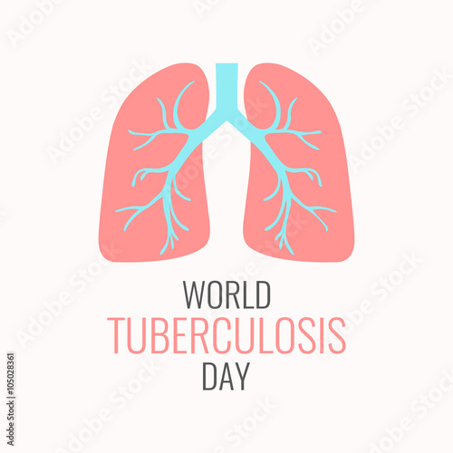 World Tuberculosis Day poster with illustration of lungs. Tuberculosis awareness sign. 24 March - Tuberculosis solidarity day. Vector illustration.