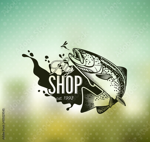 Vintage trout fishing emblems
