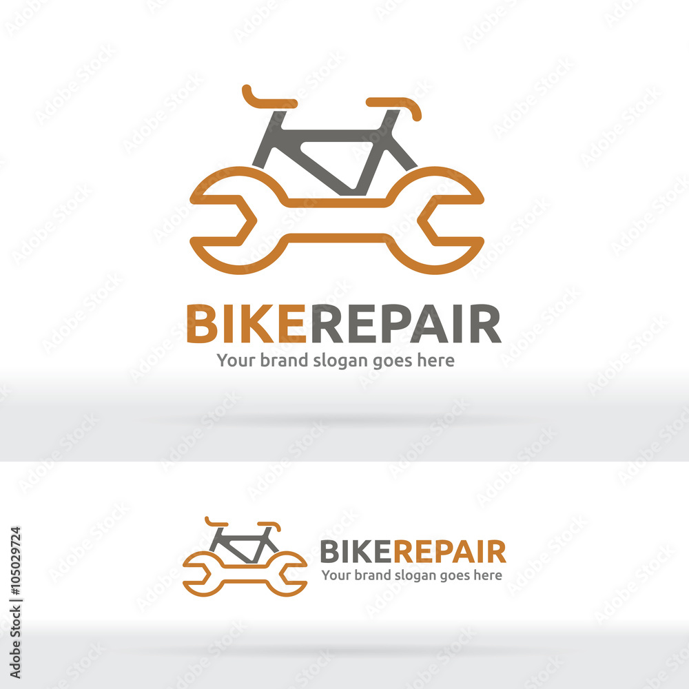 Fototapeta premium Bicycle and Wrench Symbol for Brand Identity, Bicycle Fix Logo Template