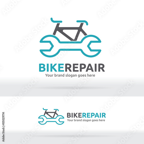Bicycle and Wrench Symbol for Brand Identity, Bicycle Fix Logo Template