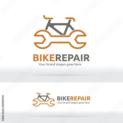 Bicycle and Wrench Symbol for Brand Identity, Bicycle Fix Logo Template