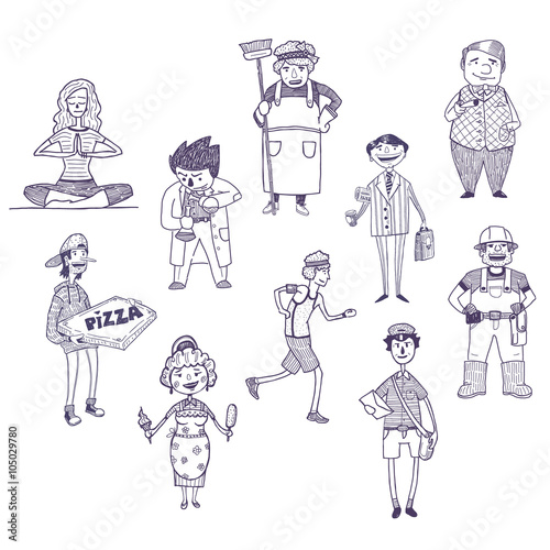 Professions vector drawings set