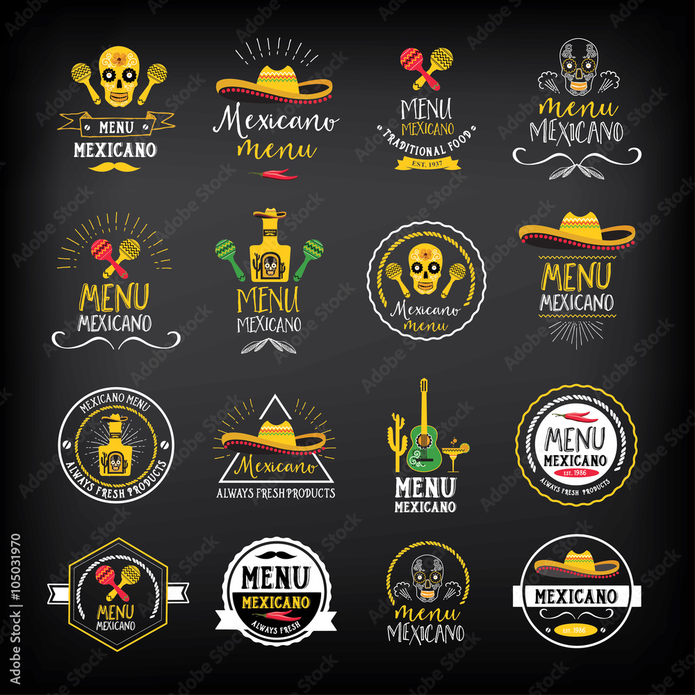 Naklejka premium Menu mexican logo and badge design.