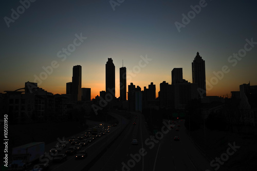 Atlanta skyline silhouette at dusk