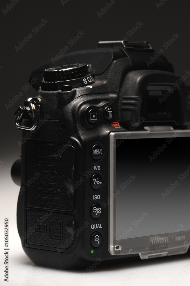 detail of professional digital photo camera