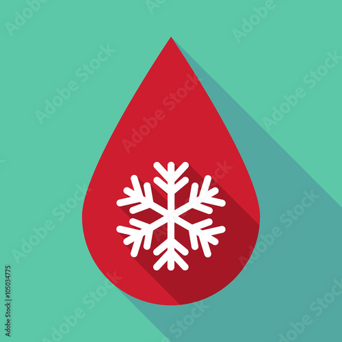 Long shadow blood drop with a snow flake