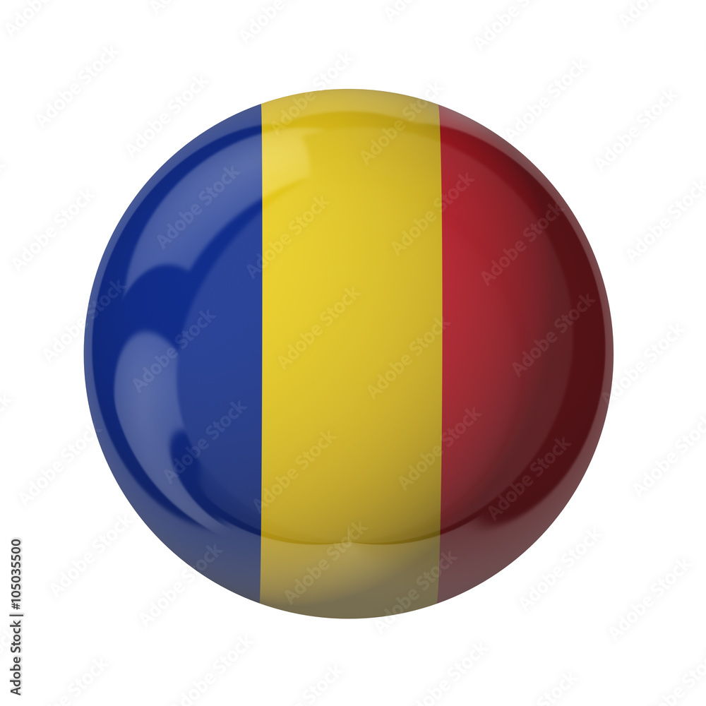 Romania flag, glassy ball