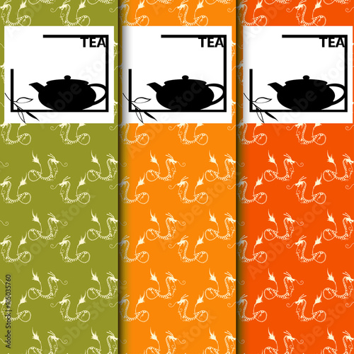 Vector set of design elements and icons in trendy linear style for tea package - Chinese tea