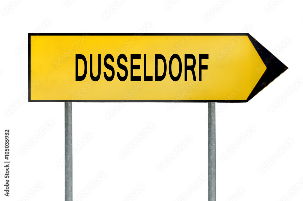 Yellow street concept sign Dusseldorf isolated on white Yellow street concept sign Dusseldorf isolated on white