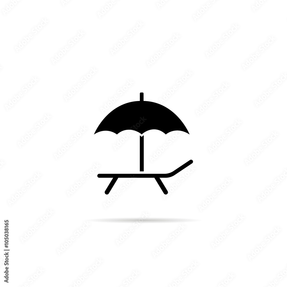 Icon deckchair with an umbrella. Icon deckchair with an umbrella.