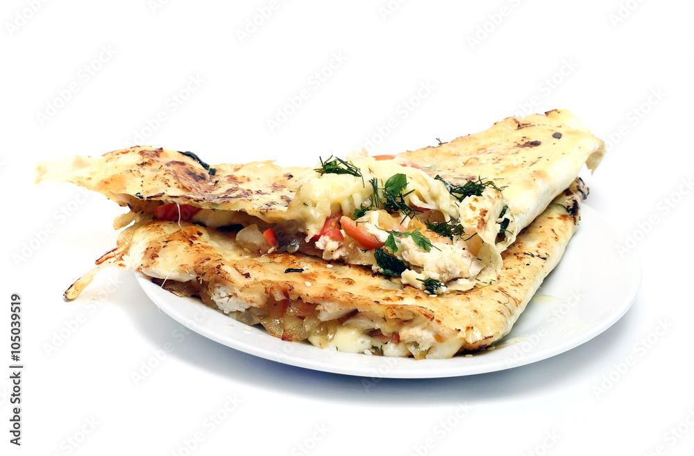 slice of pizza on a white plate slice of pizza on a white plate