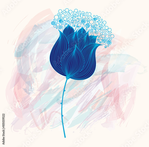 Vector illustration in pastel colors with blue flower