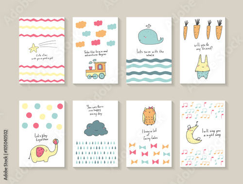 Cute hand drawn doodle baby shower cards