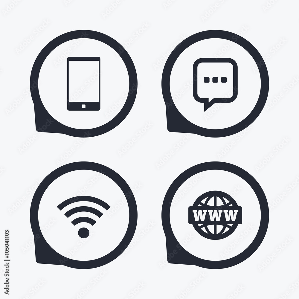 Communication icons. Smartphone and chat bubble. Communication icons. Smartphone and chat bubble.