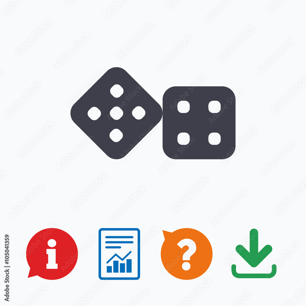 Dices sign icon. Casino game symbol. Dices sign icon. Casino game symbol.