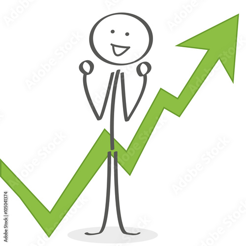 Strichmännchen freut sich über positiven Trend